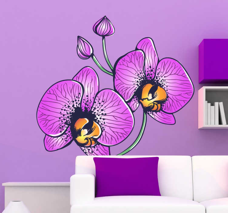 Tenstickers Orchidee paarse bloemen sticker