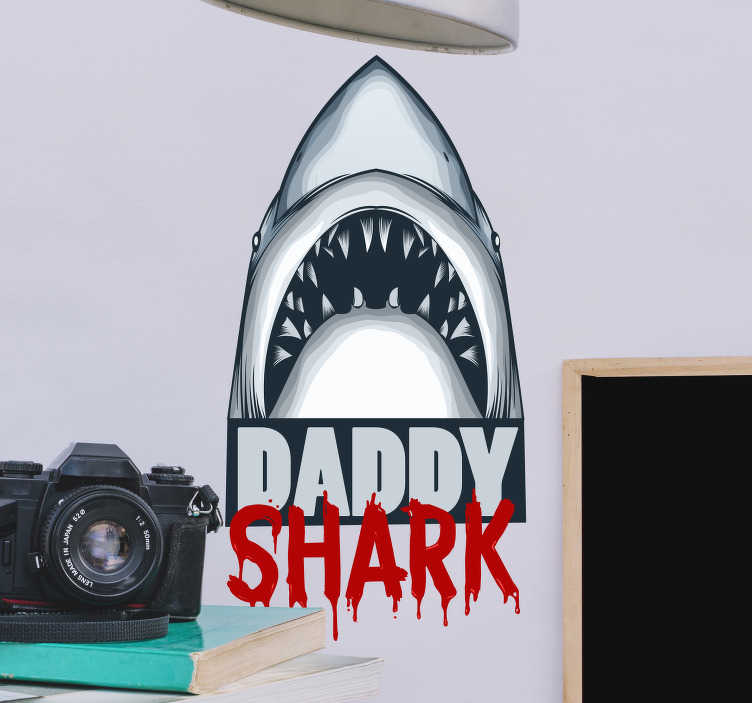 Tenstickers Muurstickers slaapkamer Daddy shark text sticker