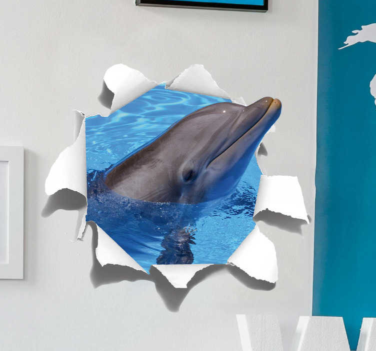 Tenstickers Muurdecoratie stickers Lachende dolfijn
