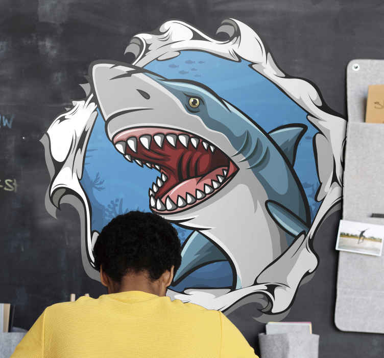 Tenstickers Muurstickers Grote haai 3D