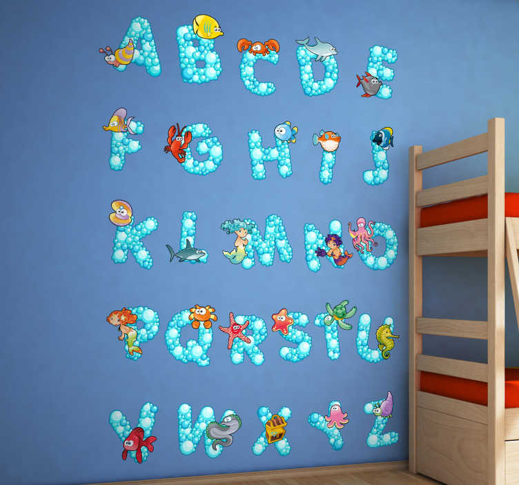 Tenstickers Sticker zeedieren alfabet