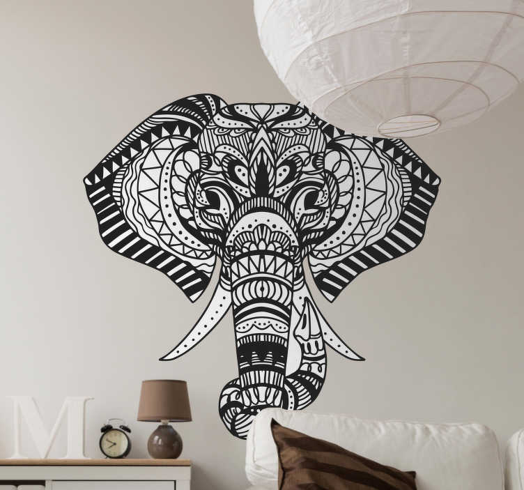 Tenstickers Wilde dieren stickers olifant mandala