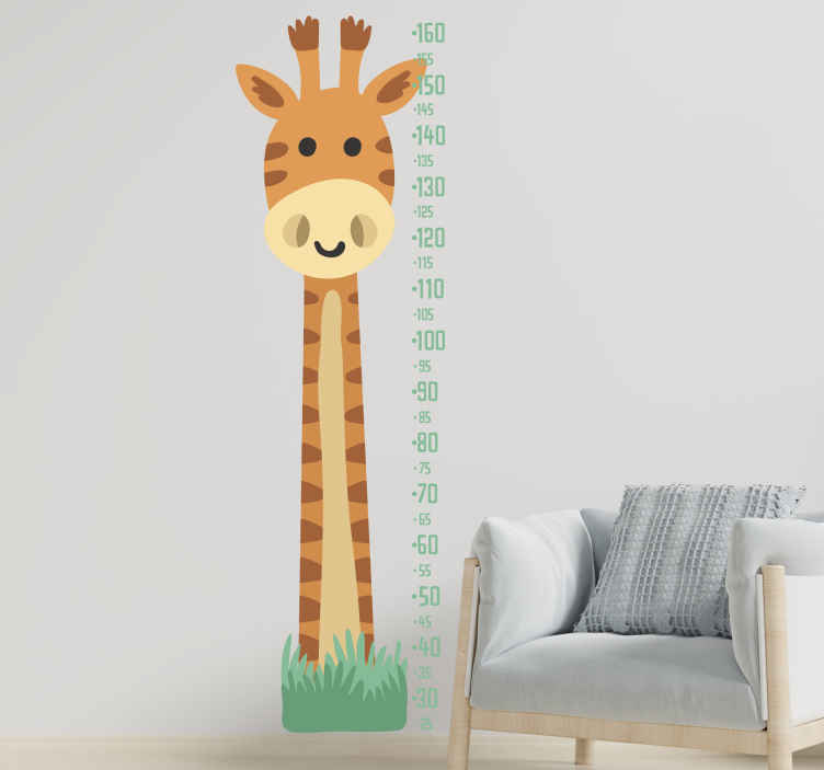 Tenstickers Muursticker groeimeter Giraf met groeimeter