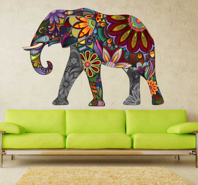 Tenstickers Sticker Gekleurde olifant
