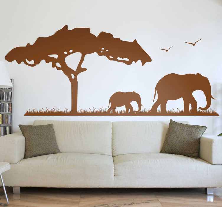 Tenstickers Sticker Afrika safari olifanten