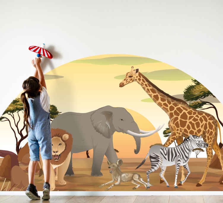 Tenstickers Wilde dieren stickers Afrikaanse dieren met planten