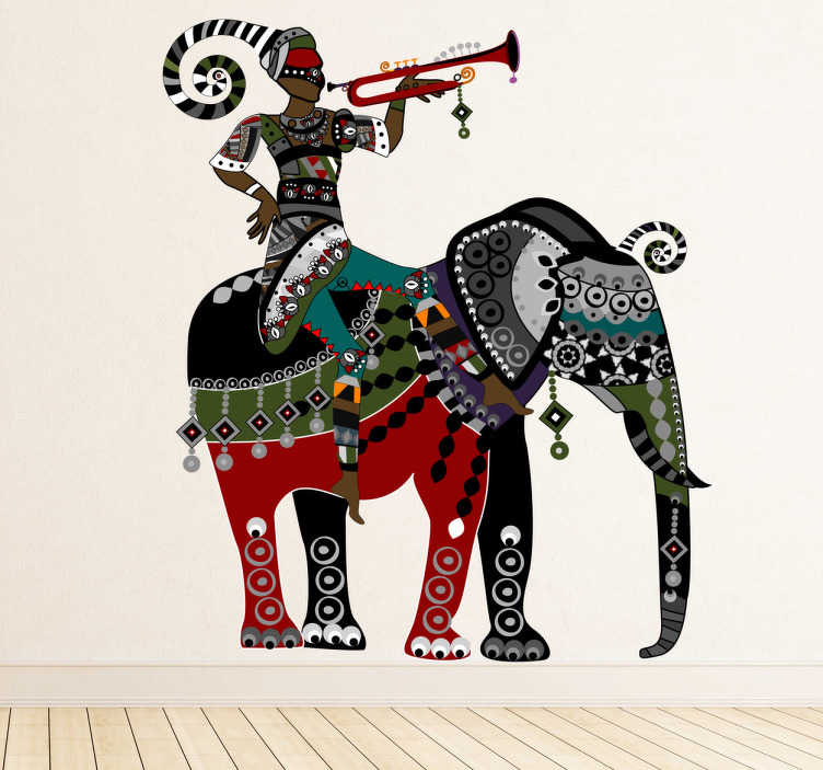 Tenstickers Sticker exotische man olifant