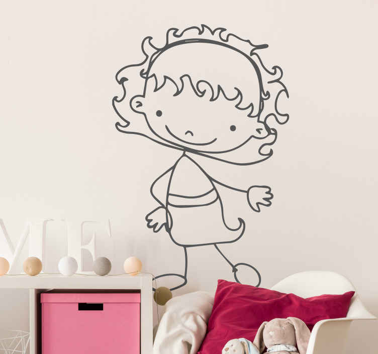 Tenstickers Sticker babykamer tekening meisje