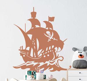 Tenstickers Piratenschip kinderen illustratie kunst aan de muur