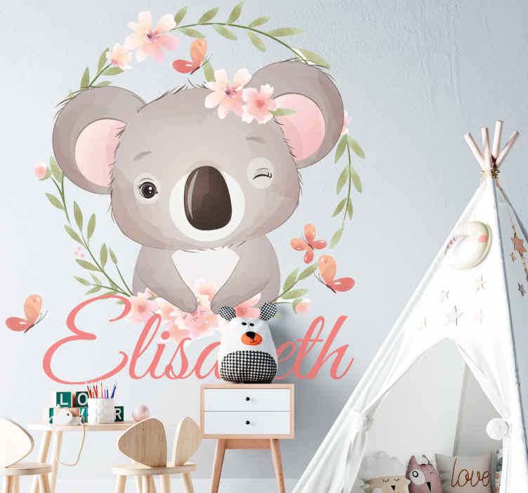 Tenstickers Stickers meisjeskamer Schattige dieren koala met naam