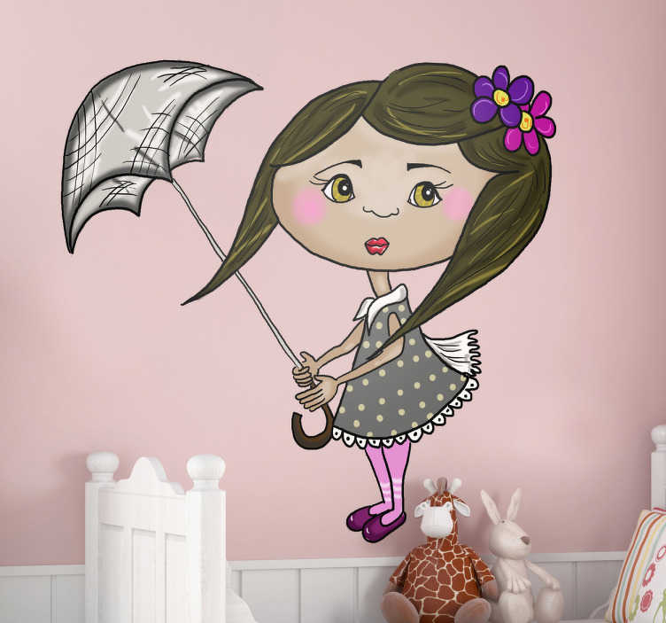 Tenstickers Deftig Meisje met Paraplu