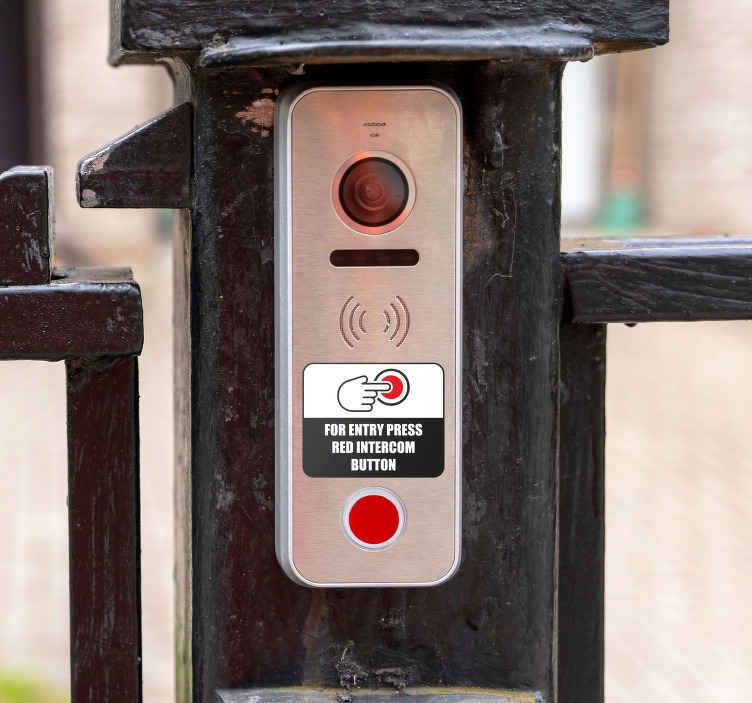 Tenstickers Druk op de rode knop aanwijzingen sticker