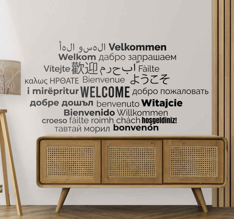 Tenstickers Tekst sticker welkom in alle talen