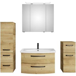 Saphir Badmeubelset Serie 4010 4-teilig Keramik-Waschtisch mit LED-Spiegelschrank (set)