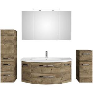 Saphir Badmeubelset Serie 4010 4-teilig Keramik-Waschtisch mit LED-Spiegelschrank (set)