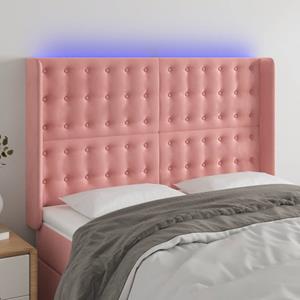 VidaXL Hoofdbord LED 147x16x118/128 cm fluweel roze