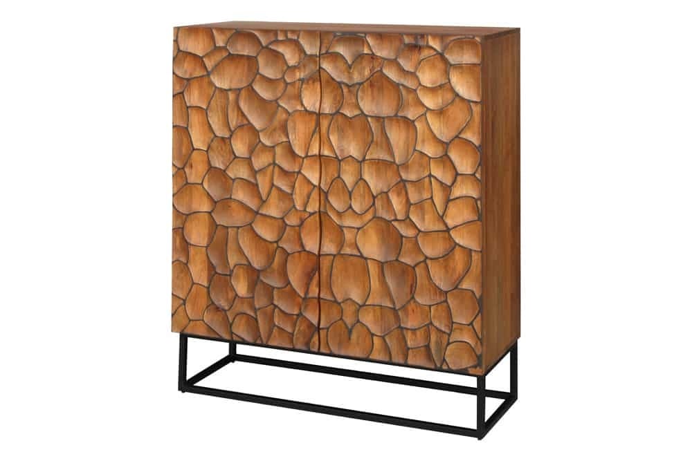 Invicta Interior Massief houten dressoir VULCANO 120cm bruin mangohout handgemaakt metalen frame zwart - 44650
