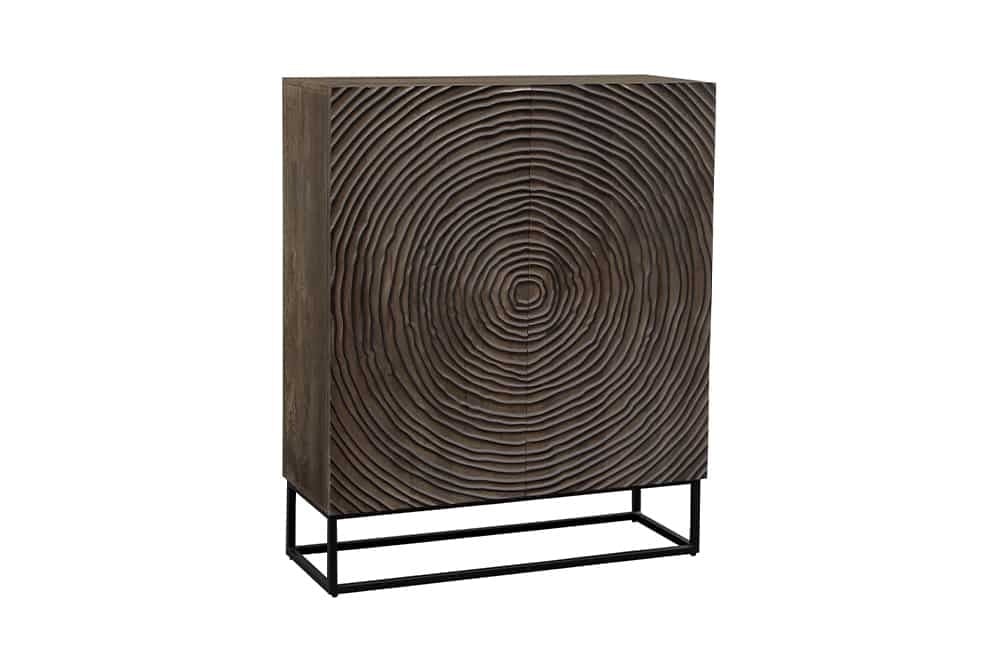 Invicta Interior Massief houten dressoir ZEN CIRCLES 120cm donkerbruin mangohout 3D design - 44579