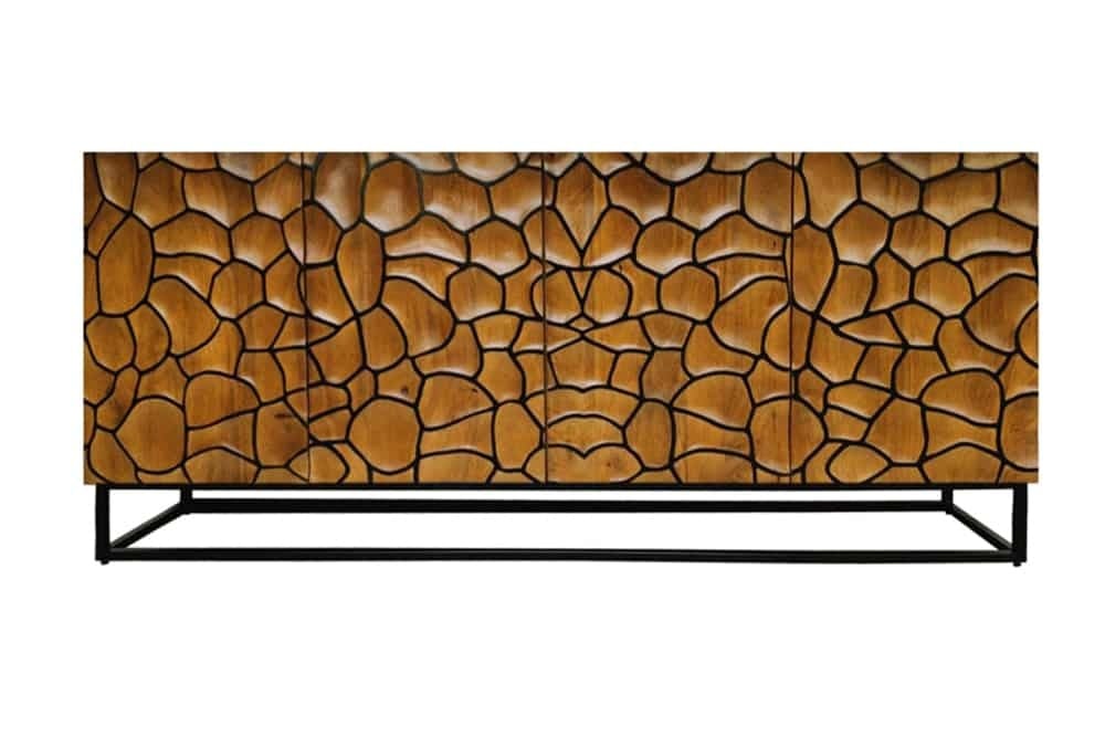 Invicta Interior Massief houten dressoir VULCANO 180cm bruin mangohout handgemaakt metalen frame zwart - 44651