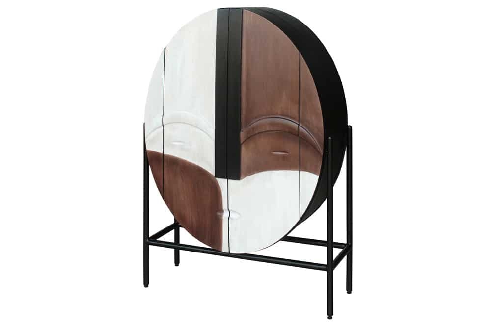 Invicta Interior Massief houten dressoir VOODOO 120cm bruin wit zwart mangohout ovaal metalen frame - 44487