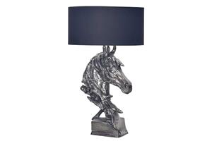 Invicta Interior Handgemaakte tafellamp CABALLO 60cm zilverzwart metalen katoenen paardsculptuur - 43624