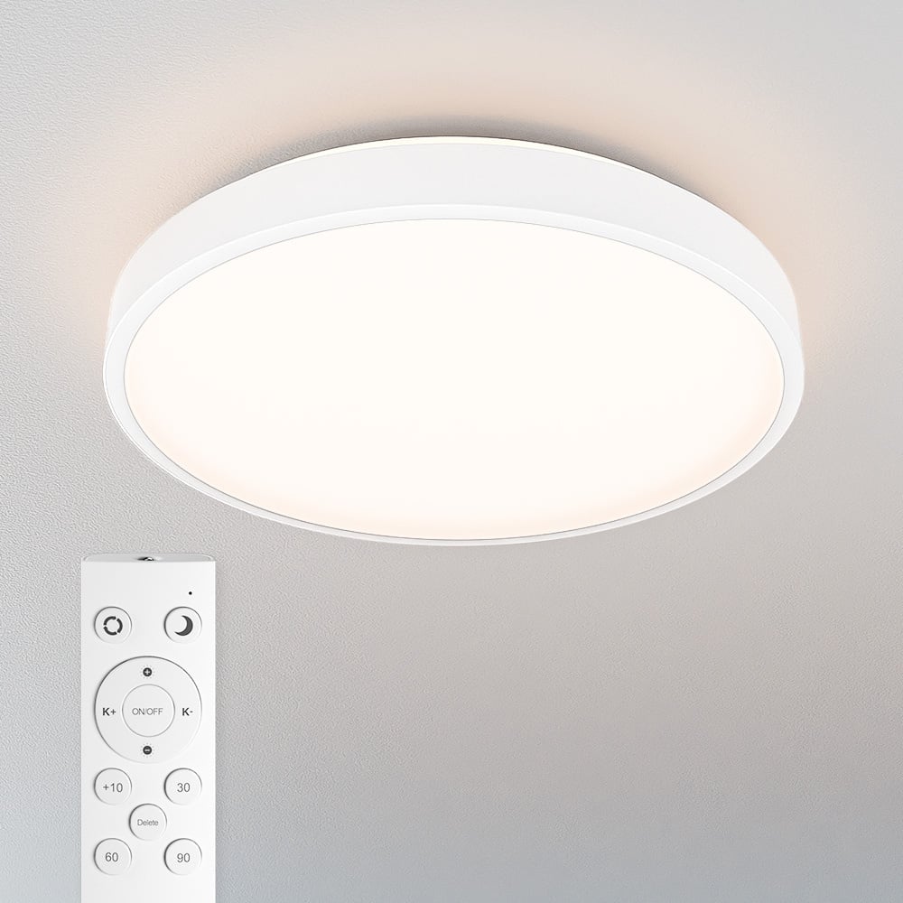 HOFTRONIC™ Badkamer plafondlamp wit - IP44 waterdicht - 18W 1800 lumen (100lm/w) - CCT lichtkleur instelbaar (3000K, 4000K & 6500K) - Incl. Afstandsbediening - Ø30 cm - LED Plafondlamp