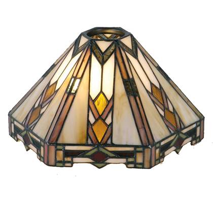 Clayre & Eef Lampenkap Tiffany 26x22x15 cm Beige Bruin Glas Driehoek