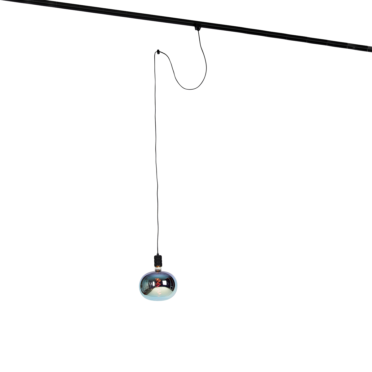 QAZQA Hanglamp met rail ophanging zwart incl. LED G220 - Cavalux