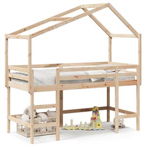 VidaXL Halfhoogslaper met ladder en bedhuis grenenhout 90x190 cm