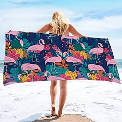 Light in the box 100% strandlaken zomer tropische palmbladeren flamingo oversized strandlaken zacht en sneldrogend badkamerhanddoek superabsorberende grote zwemhanddoek voor tieners volwassenen, sneldrogend, zacht