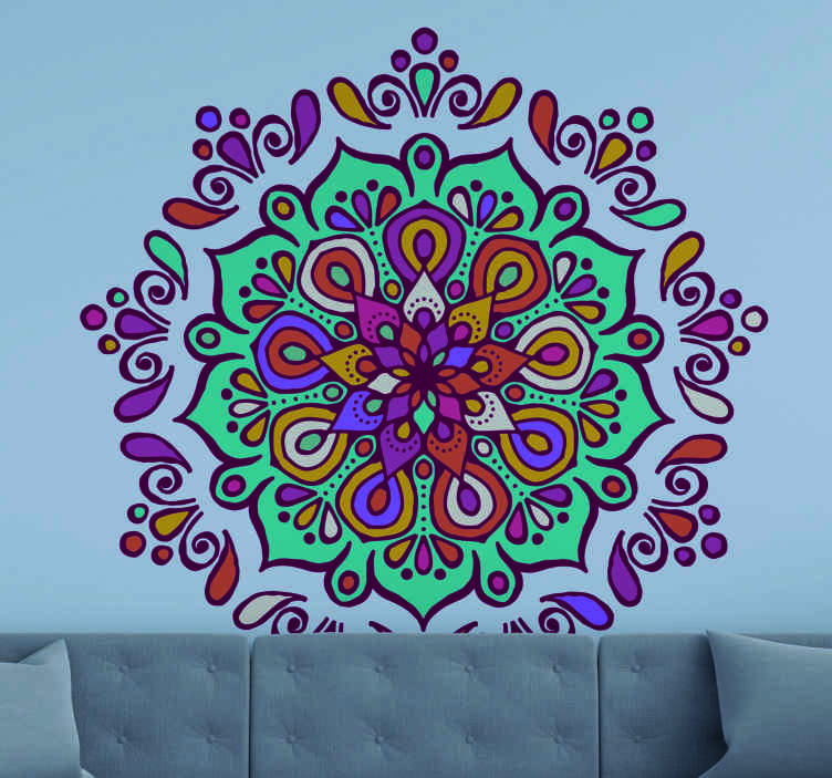 Tenstickers Stickers bloemenpatroon Mandala vol kleuren