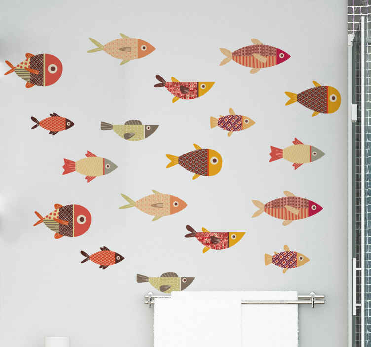 Tenstickers Stickers vissen Ronde kleurrijke vissen
