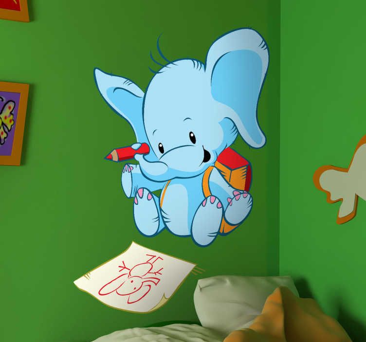Tenstickers Sticker kinderen olifant tekening