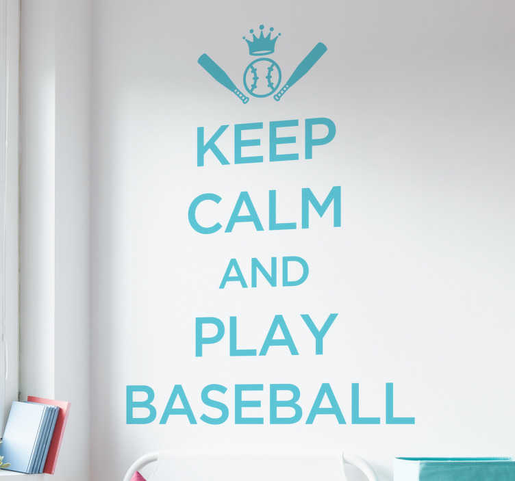 Tenstickers Tekst Sticker Keep Calm Play Baseball