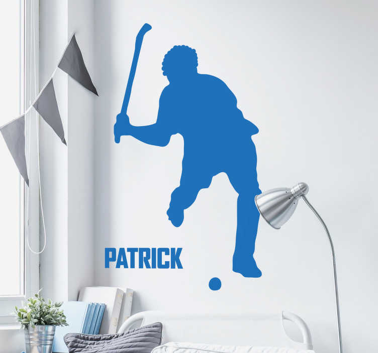 Tenstickers Sticker sport Hockeyspeler gepersonaliseerd