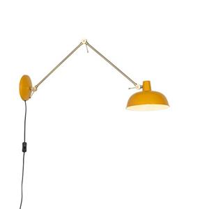 QAZQA Retro Wandlamp Geel Met Brons - Milou