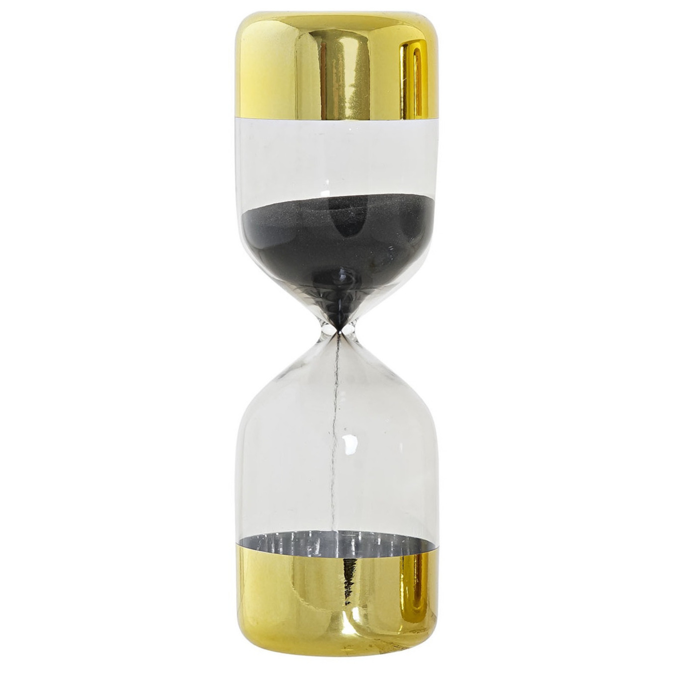 Merkloos Zandloper cilinder - decoratie of tijdsmeting - 15 minuten - zwart zand - D6,5 x H20,5 cm - glas -