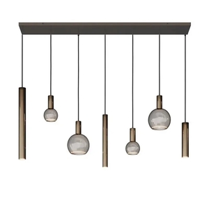 Ztahl Hanglamp Riva 7 lichts rechthoekig 145 cm platinum