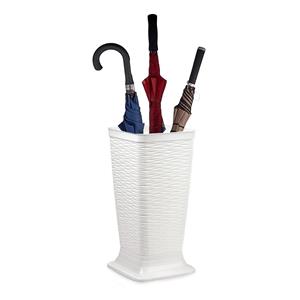 PlasticForte Paraplubak/parapluhouder Waves - ivoor wit - kunststof - D26 x H52 cm - op verhoogde voet -