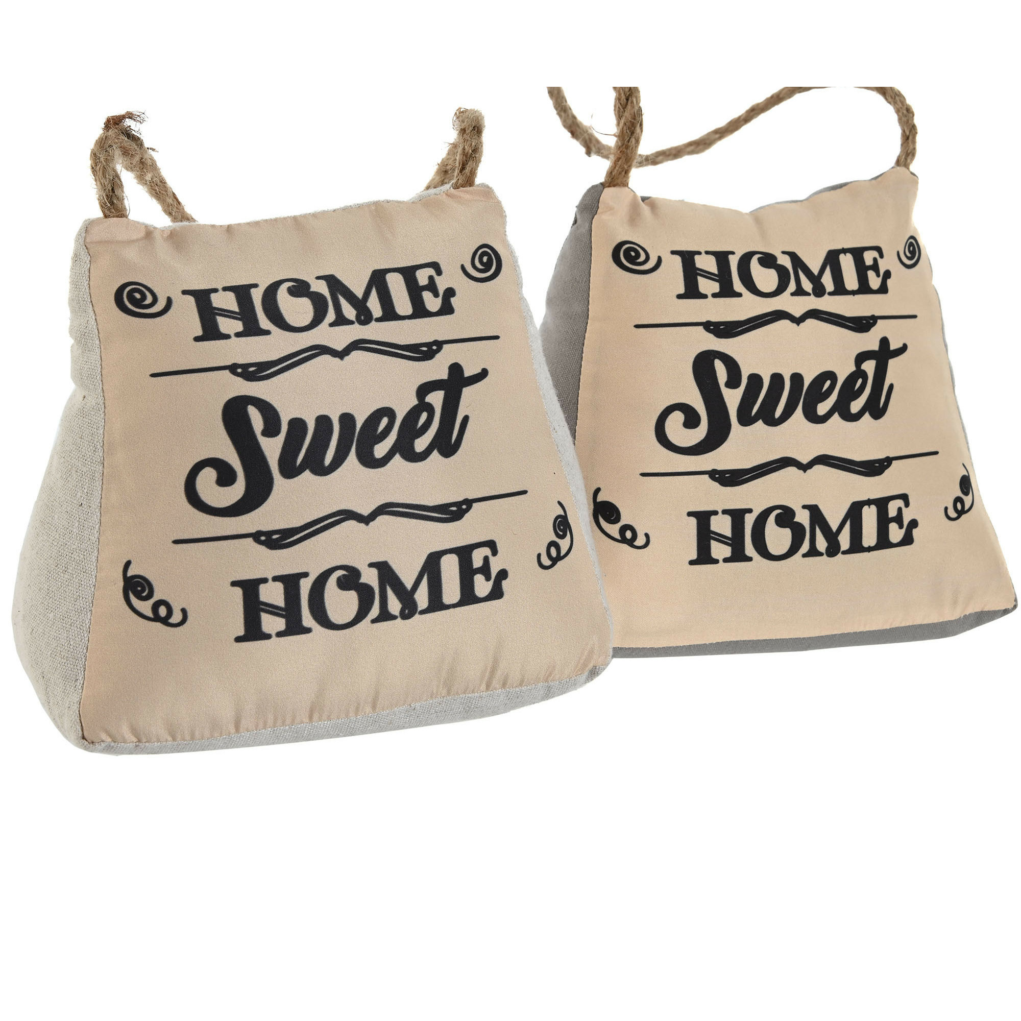 Items Deurstopper Lofty - 2x - 1 kilo - jute/beige - polyester en zand - 17 x 15 cm - Home Sweet Home -