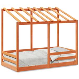 VidaXL Kinderbed met bedhuis 70x140 cm massief grenenhout wasbruin