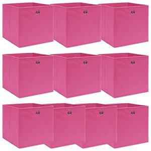 VidaXL Opbergboxen 10 st 32x32x32 cm stof roze