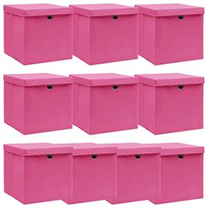 VIDAXL Aufbewahrungsboxen Mit Deckel 10 Stk. Rosa 32×32×32cm Stoff