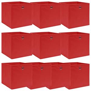 VidaXL Opbergboxen 10 st 32x32x32 cm stof rood