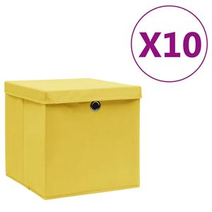 VidaXL Opbergboxen met deksel 10 st 28x28x28 cm geel