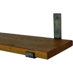 Goudmethout  Donkere Eiken Wandplank - 40x20 Cm - Plankdragers L Zonder Coating