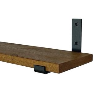 Goudmethout  Donkere Eiken Wandplank - 50x15 Cm - Plankdragers L Mat Zwart