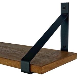 Goudmethout  Donkere Eiken Wandplank - 40x25 Cm - Plankdragers Mat Zwart