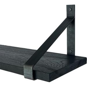 Goudmethout  Zwarte Eiken Wandplank - 40x25 Cm - Plankdragers Zonder Coating