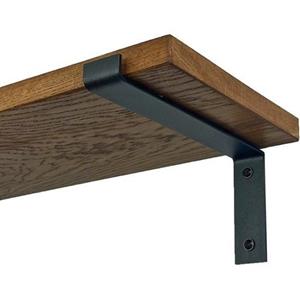 Goudmethout  Donkere Eiken Wandplank - 40x25 Cm - Plankdragers L Mat Zwart